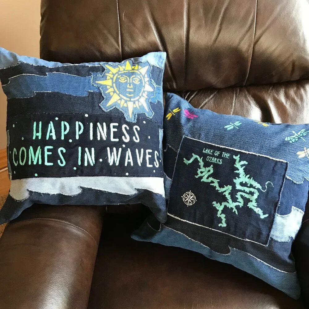 Lake of the Ozarks Pillow Cover 18 x 18 Summer House Cabin Decor Boating Fishing